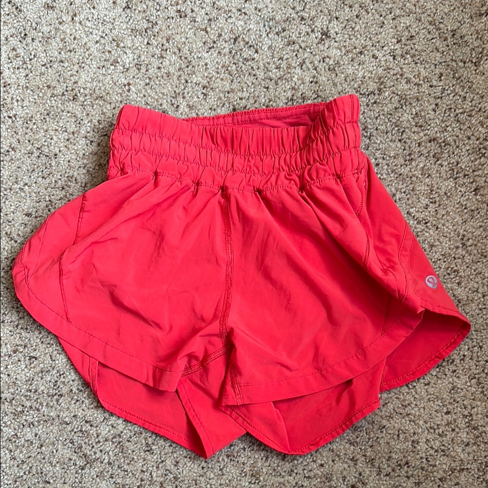 Lululemon Athletica Red and Orange Athletic Shorts